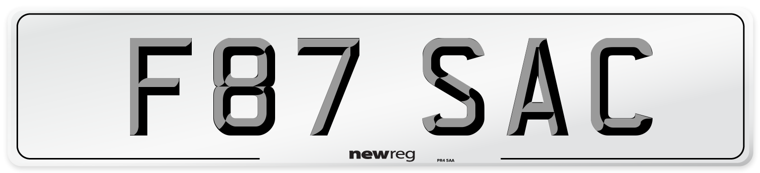 F87 SAC Number Plate from New Reg